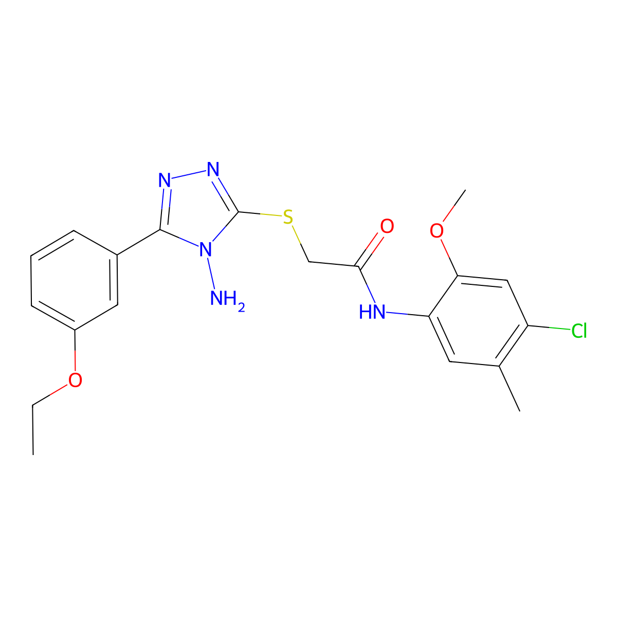 2-[4-amino-5-(3-ethoxyphenyl)(1,2,4-triazol-3-ylthio)]-N-(4-chloro-2-methoxy-5-methylphenyl)acetamide molecular structure, CAS 578005-83-1