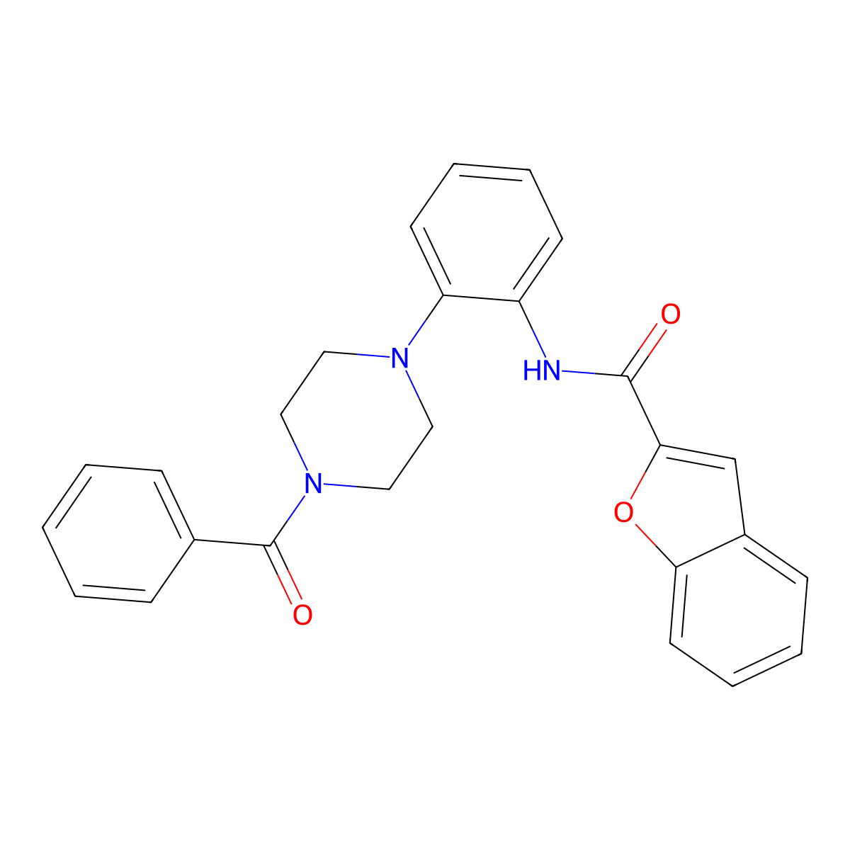 N-[2-(4-benzoyl-1-piperazinyl)phenyl]-1-benzofuran-2-carboxamide molecular structure, CAS 578006-10-7