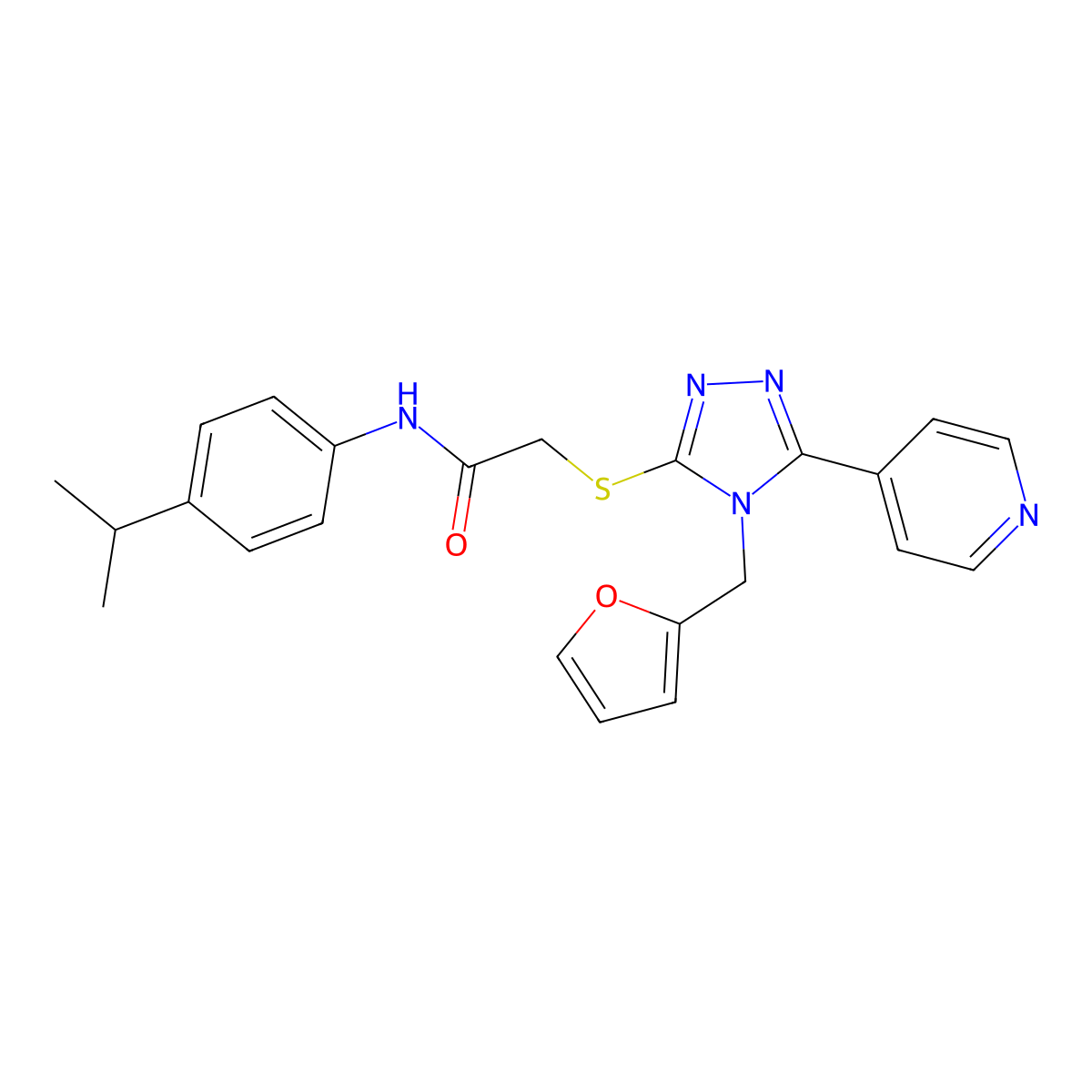 2-{[4-(furan-2-ylmethyl)-5-(pyridin-4-yl)-4H-1,2,4-triazol-3-yl]sulfanyl}-N-[4-(propan-2-yl)phenyl]acetamide molecular structure, CAS 578006-11-8
