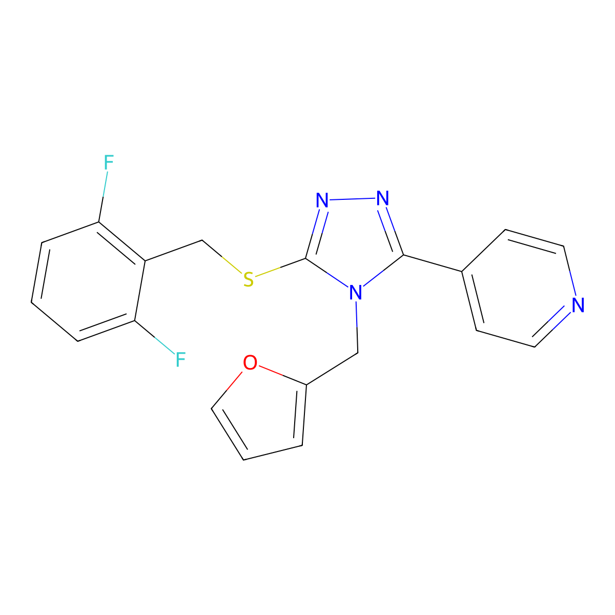 4-{5-[(2,6-difluorobenzyl)sulfanyl]-4-(furan-2-ylmethyl)-4H-1,2,4-triazol-3-yl}pyridine molecular structure, CAS 578006-12-9