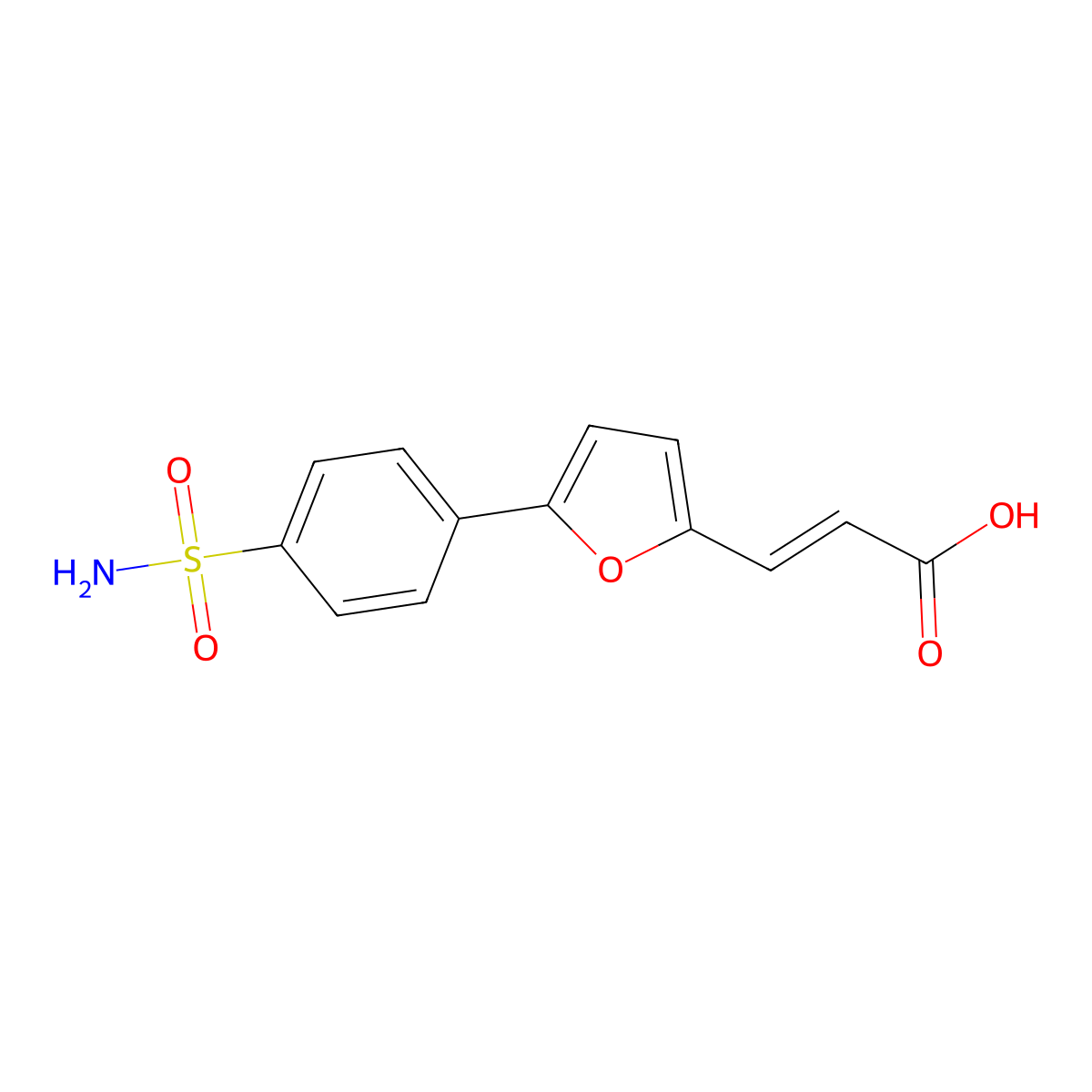 (2E)-3-{5-[4-(aminosulfonyl)phenyl]-2-furyl}acrylic acid molecular structure, CAS 578008-08-9