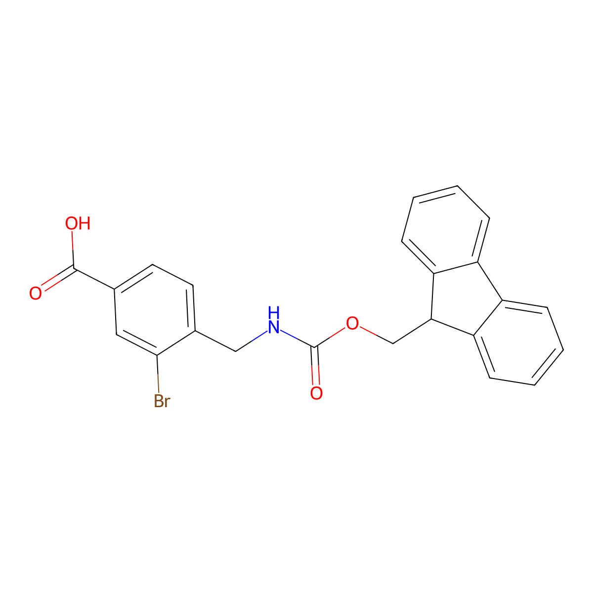 3-bromo-4-[({[(9H-fluoren-9-yl)methoxy]carbonyl}amino)methyl]benzoic acid molecular structure, CAS 578026-61-6