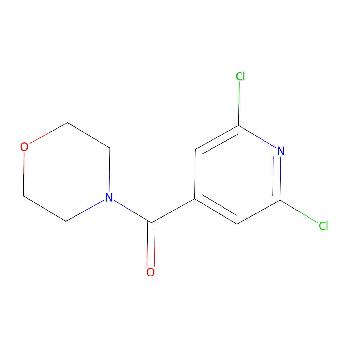 Morpholine, 4-(2,6-dichloroisonicotinoyl)- molecular structure, CAS 57803-44-8
