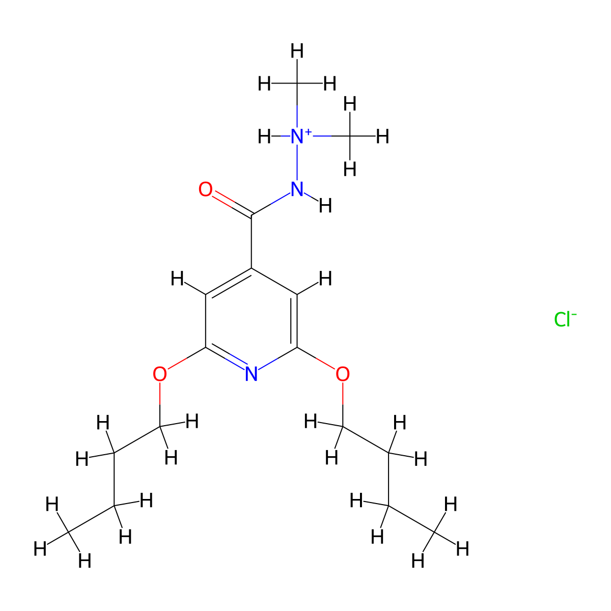 2,6-Dibutoxy-N,N-dimethylpyridine-4-carbohydrazonic acid--hydrogen chloride (1/1) molecular structure, CAS 57803-57-3