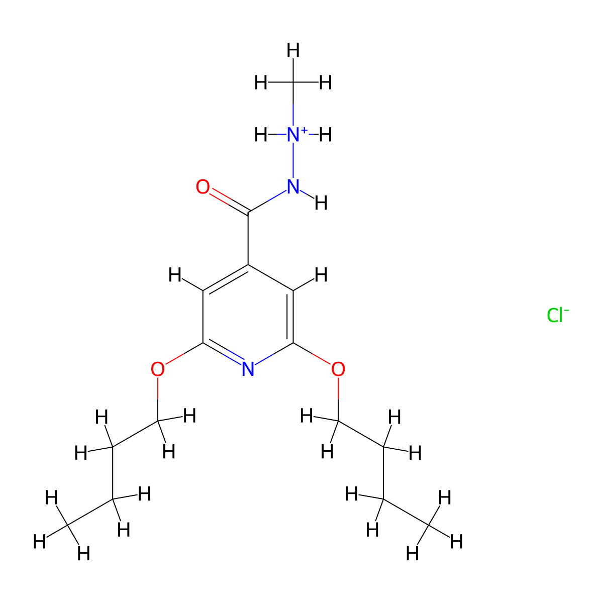 2,6-Dibutoxy-N-methylpyridine-4-carbohydrazonic acid--hydrogen chloride (1/1) molecular structure, CAS 57803-58-4