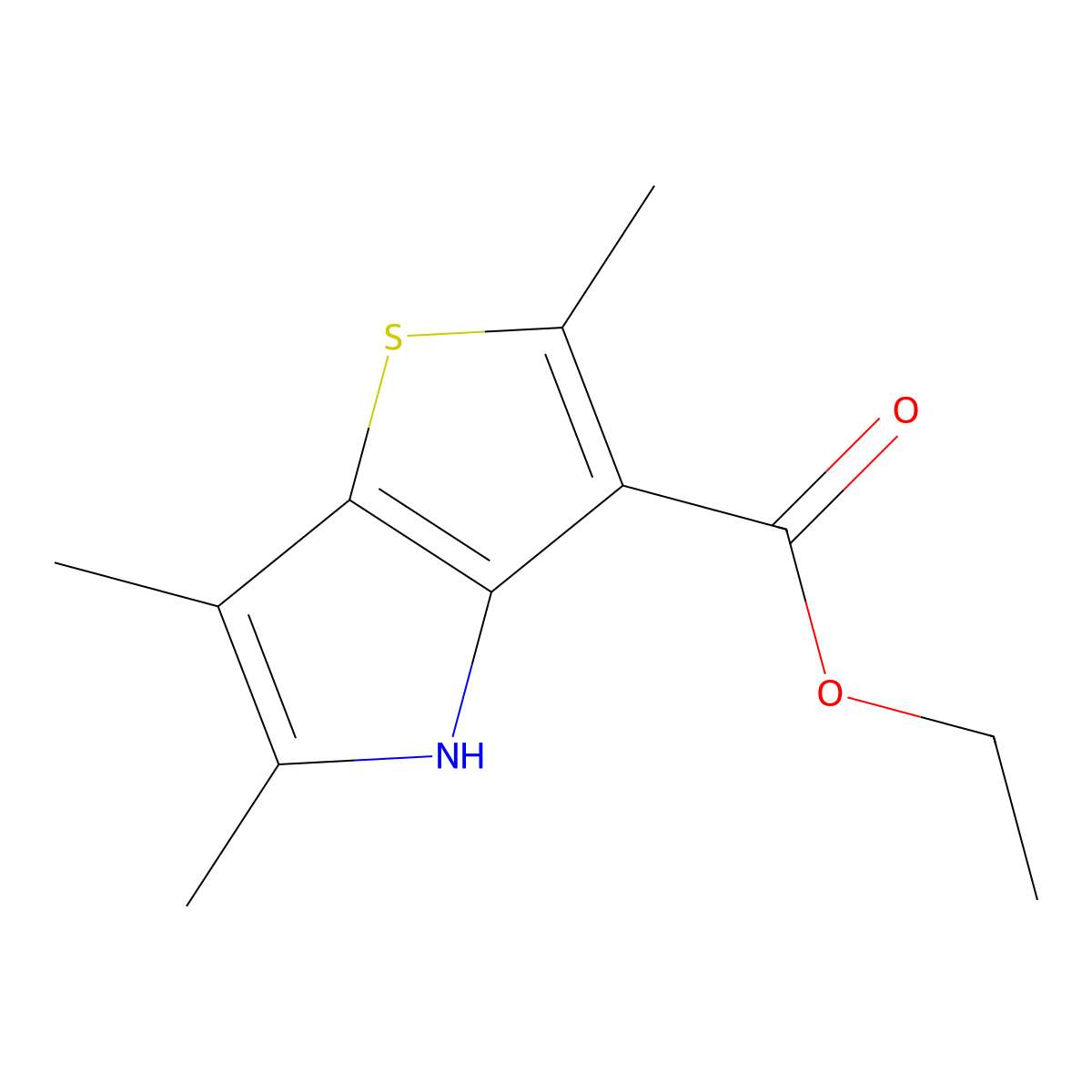 ethyl 2,5,6-trimethyl-4H-thieno[3,2-b]pyrrole-3-carboxylate molecular structure, CAS 57805-63-7