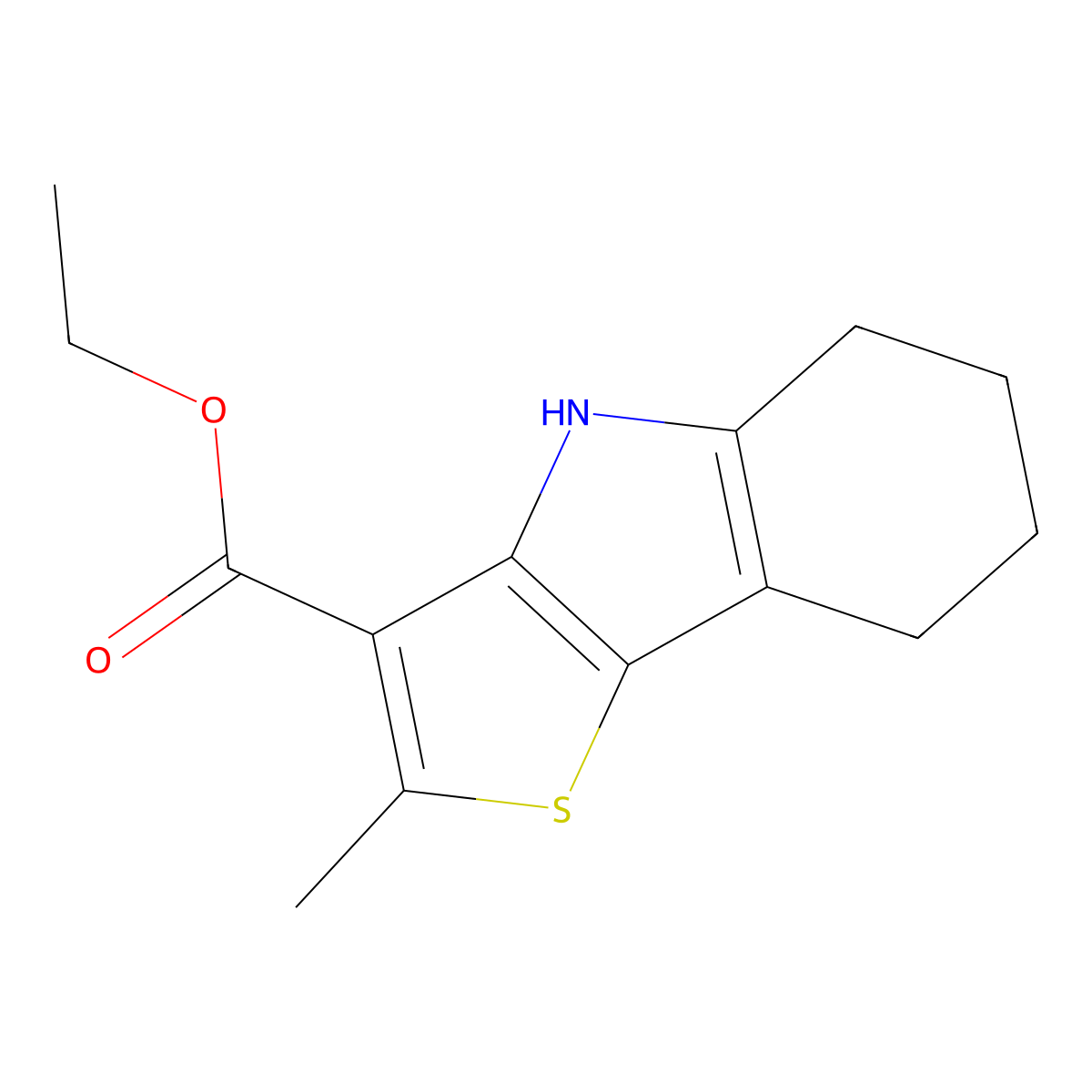 Ethyl 2-methyl-5,6,7,8-tetrahydro-4H-thieno[3,2-b]indole-3-carboxylate molecular structure, CAS 57805-73-9