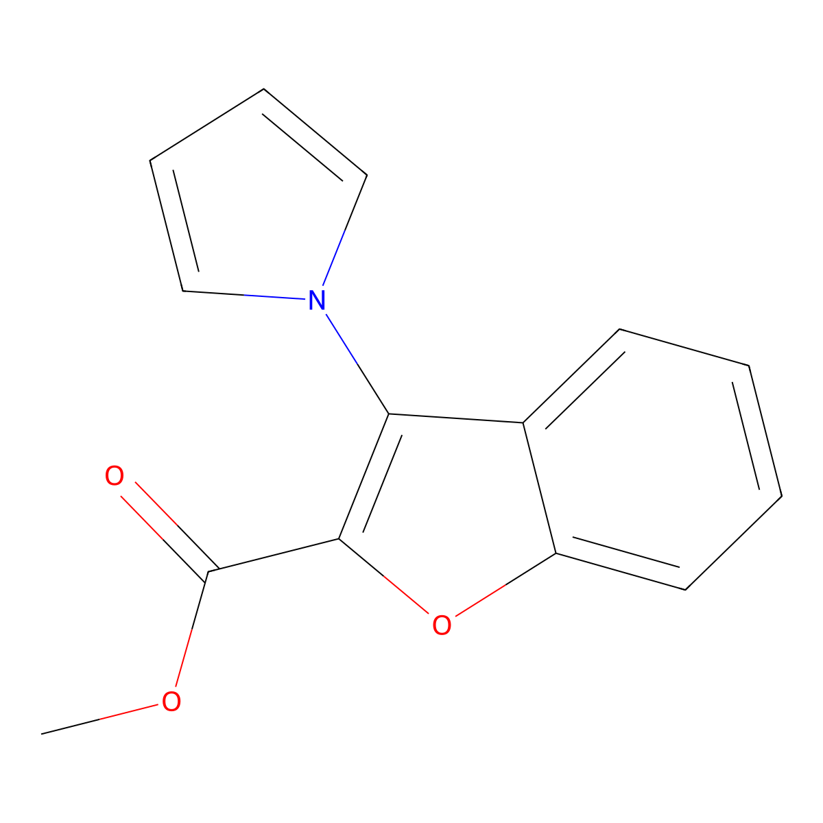 methyl 3-(1H-pyrrol-1-yl)-1-benzofuran-2-carboxylate molecular structure, CAS 57805-87-5