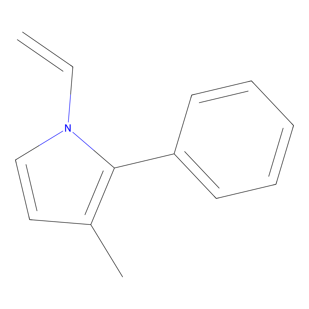 1H-Pyrrole, 1-ethenyl-3-methyl-2-phenyl- molecular structure, CAS 57807-57-5