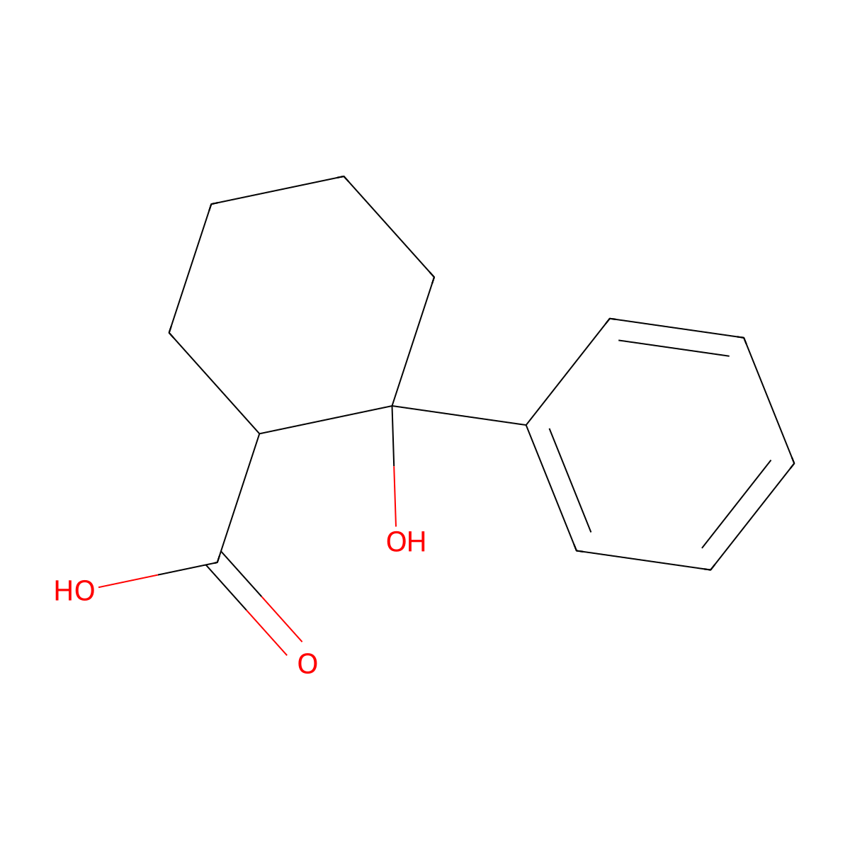 2-Hydroxy-2-phenylcyclohexanecarboxylic acid molecular structure, CAS 57808-63-6