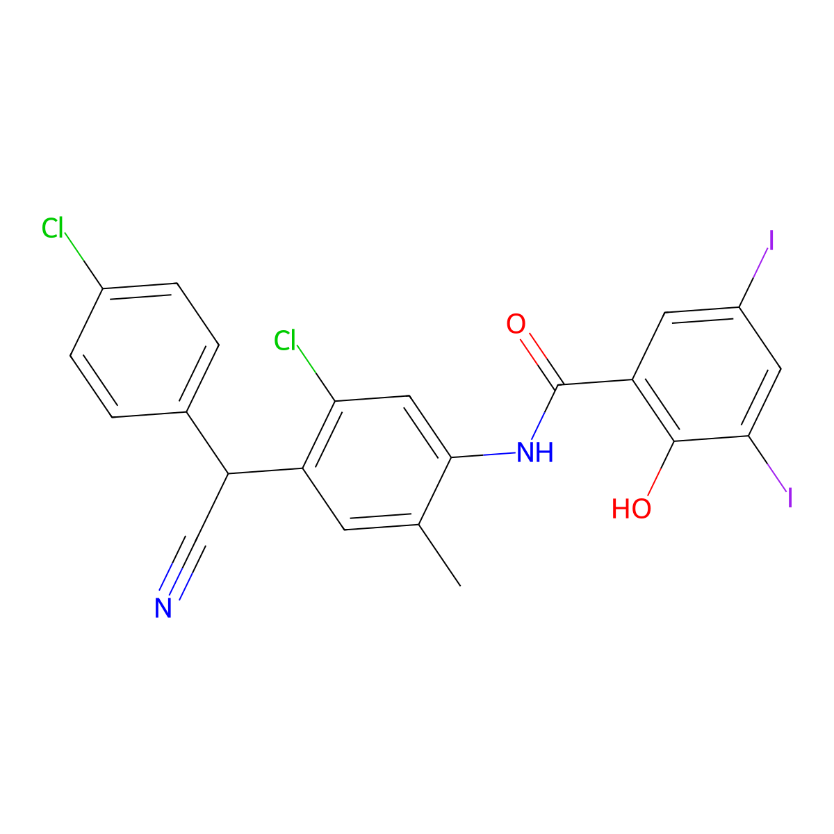 Closantel molecular structure, CAS 57808-65-8