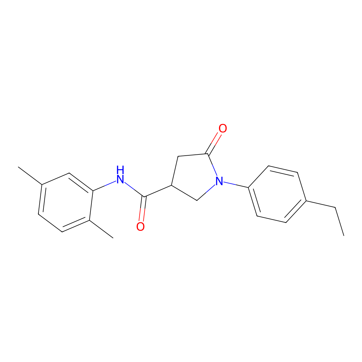 N-(2,5-dimethylphenyl)-1-(4-ethylphenyl)-5-oxopyrrolidine-3-carboxamide molecular structure, CAS 5781-31-7