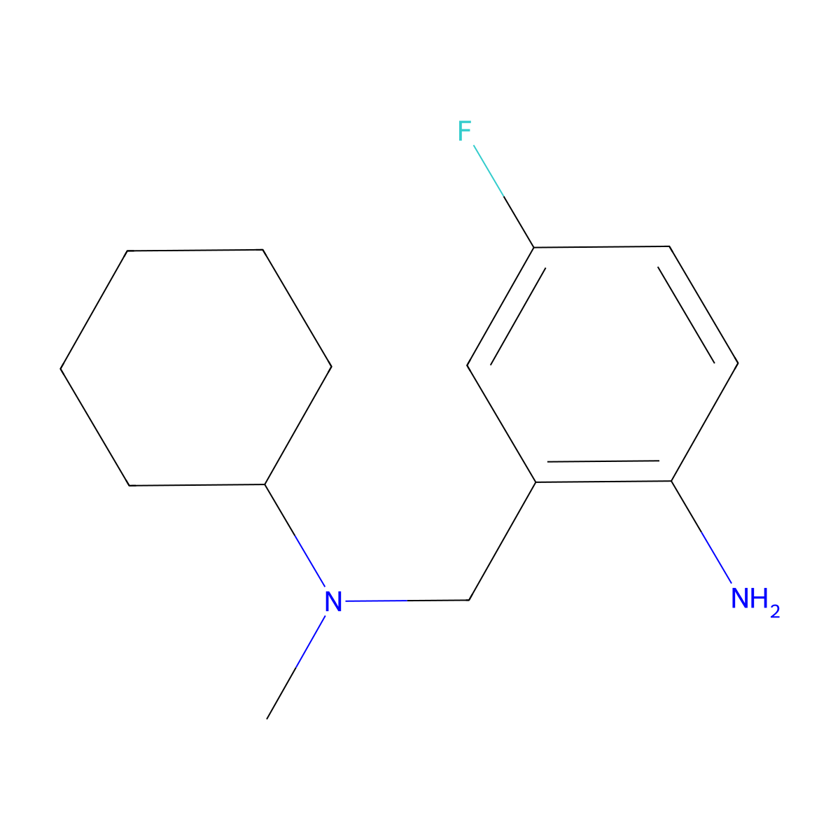2-{[Cyclohexyl(methyl)amino]methyl}-4-fluoroaniline molecular structure, CAS 57814-20-7