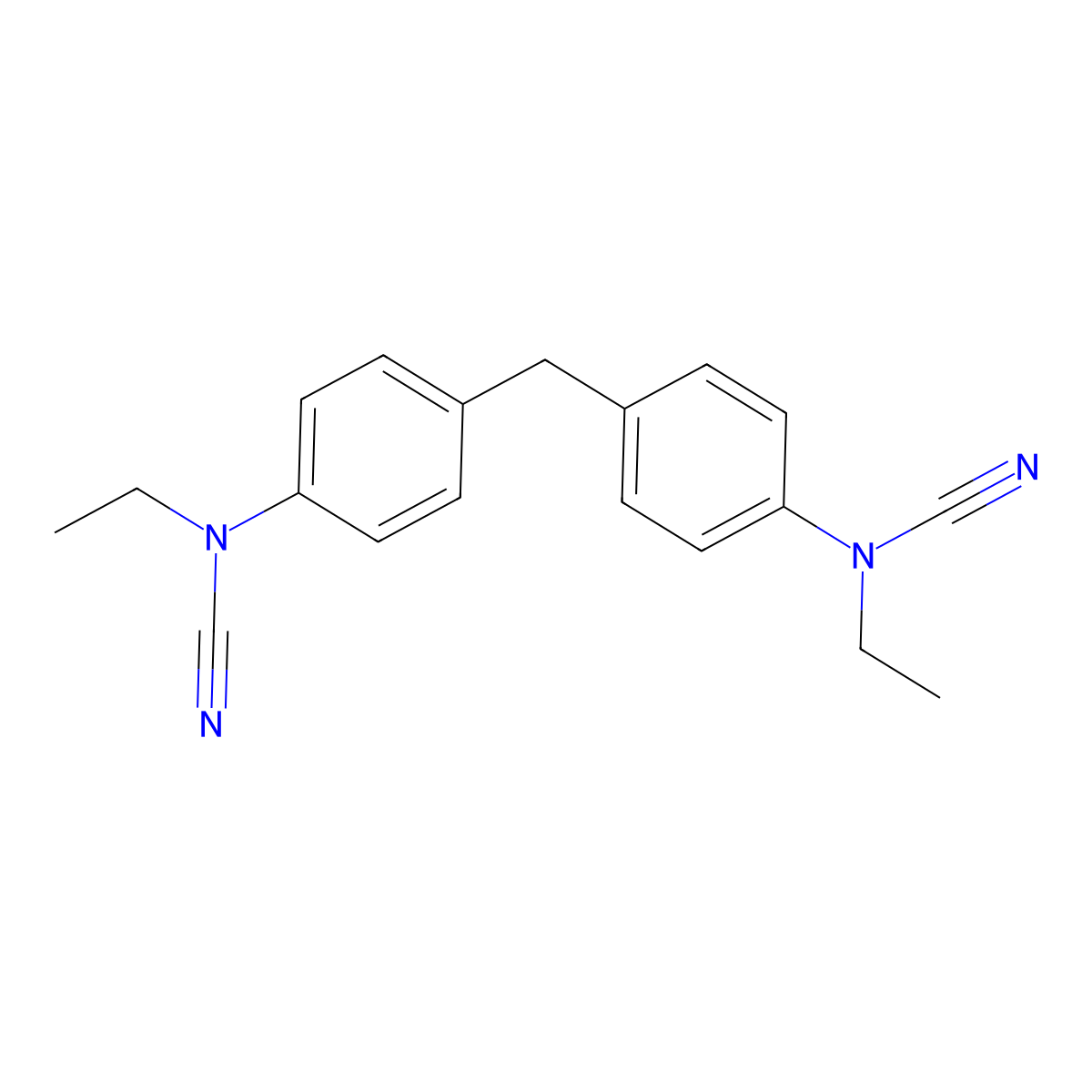 4-{4-[Cyano(ethyl)amino]benzyl}phenyl(ethyl)cyanamide molecular structure, CAS 57817-75-1