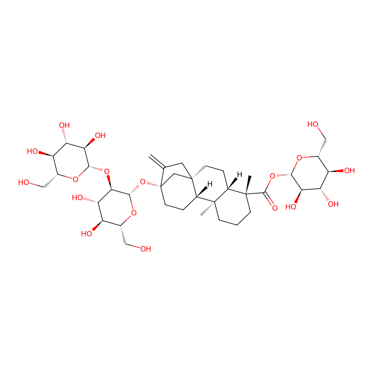 Stevioside molecular structure, CAS 57817-89-7