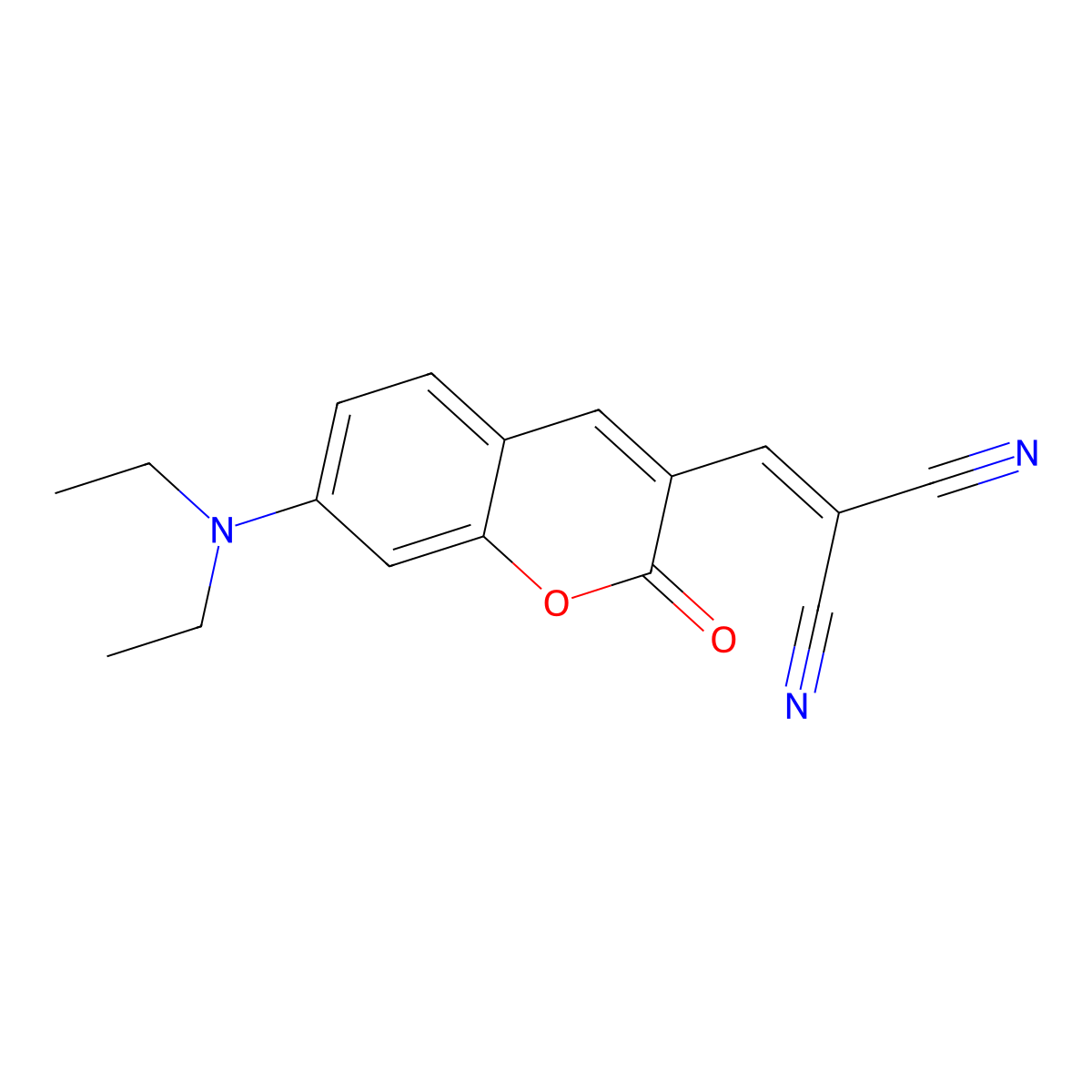 2-([7-(Diethylamino)-2-oxochromen-3-yl]methylidene)propanedinitrile molecular structure, CAS 57818-82-3