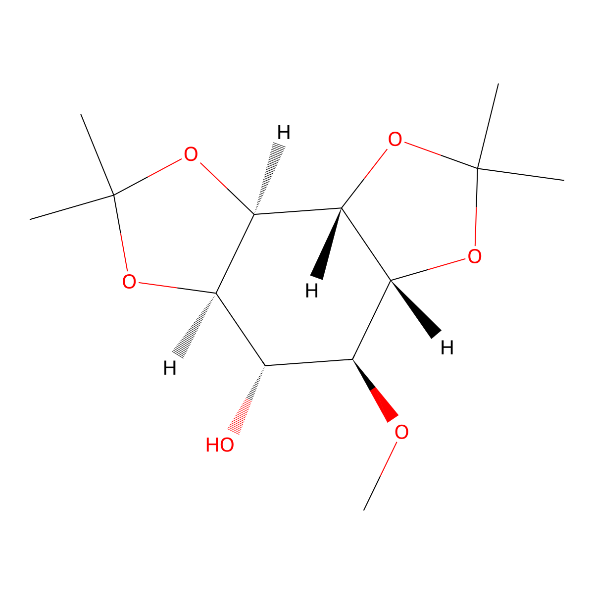 D-chiro-Inositol, 3-O-methyl-1,2:5,6-bis-O-(1-methylethylidene)- molecular structure, CAS 57819-56-4
