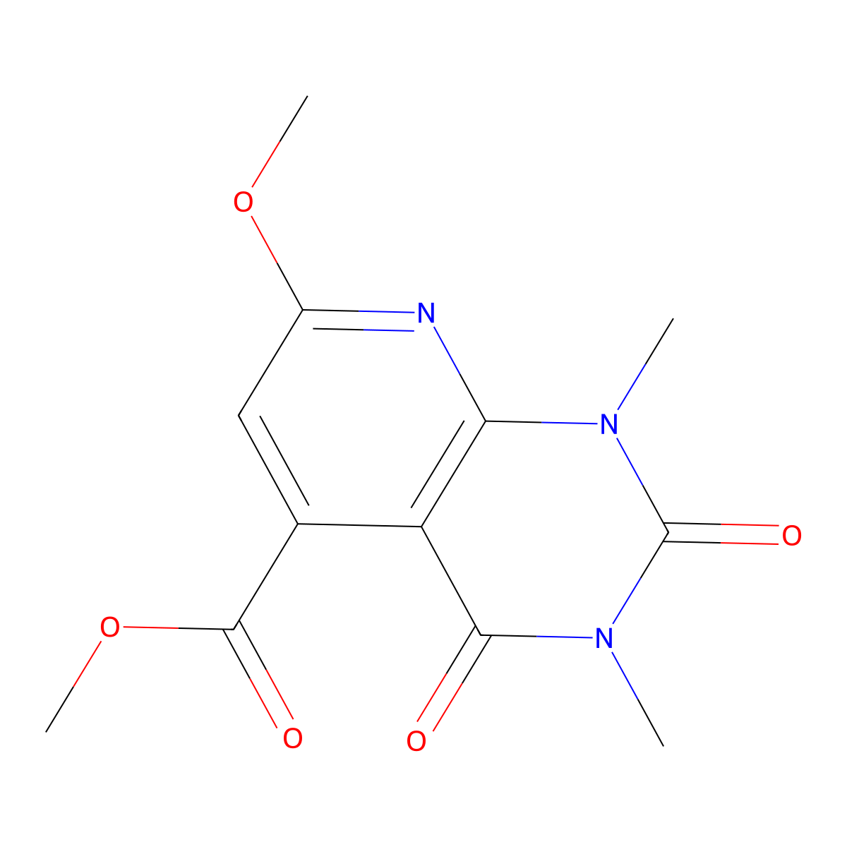 Methyl 7-methoxy-1,3-dimethyl-2,4-dioxo-1,2,3,4-tetrahydropyrido[2,3-d]pyrimidine-5-carboxylate molecular structure, CAS 57821-25-7