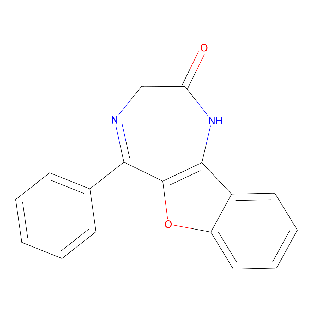 5-Phenyl-1,3-dihydro-2H-[1]benzofuro[3,2-E][1,4]diazepin-2-one molecular structure, CAS 57826-69-4