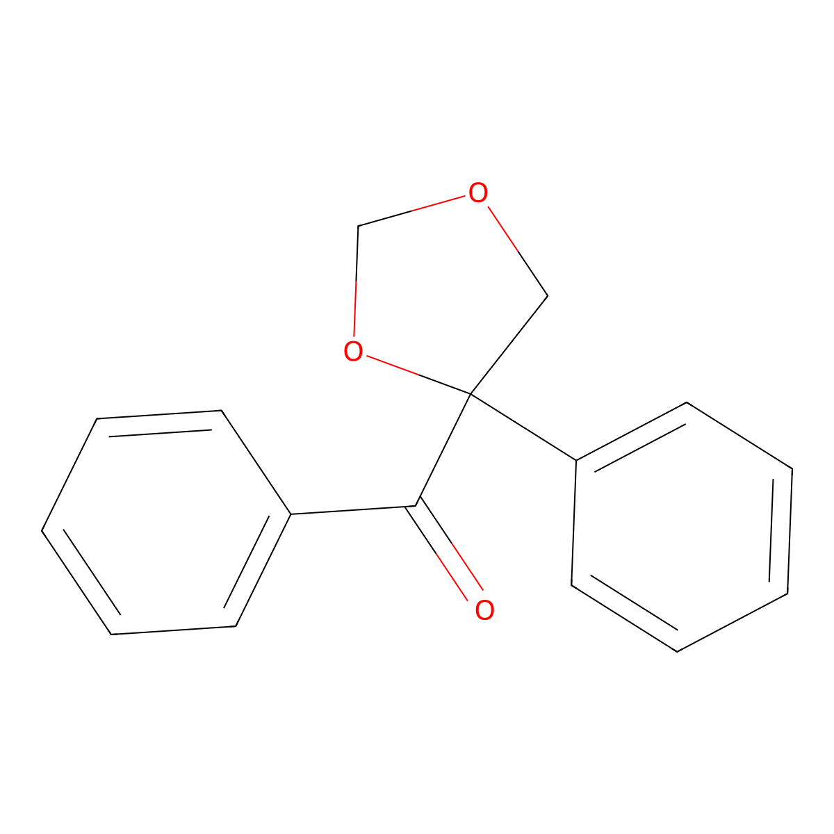 Methanone, phenyl(4-phenyl-1,3-dioxolan-4-yl)- molecular structure, CAS 5783-77-7