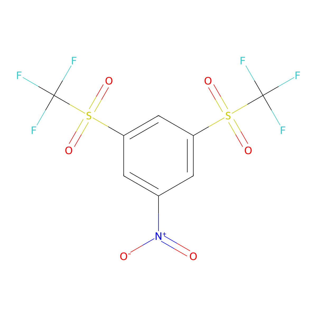 Benzene, 1-nitro-3,5-bis[(trifluoromethyl)sulfonyl]- molecular structure, CAS 57830-56-5
