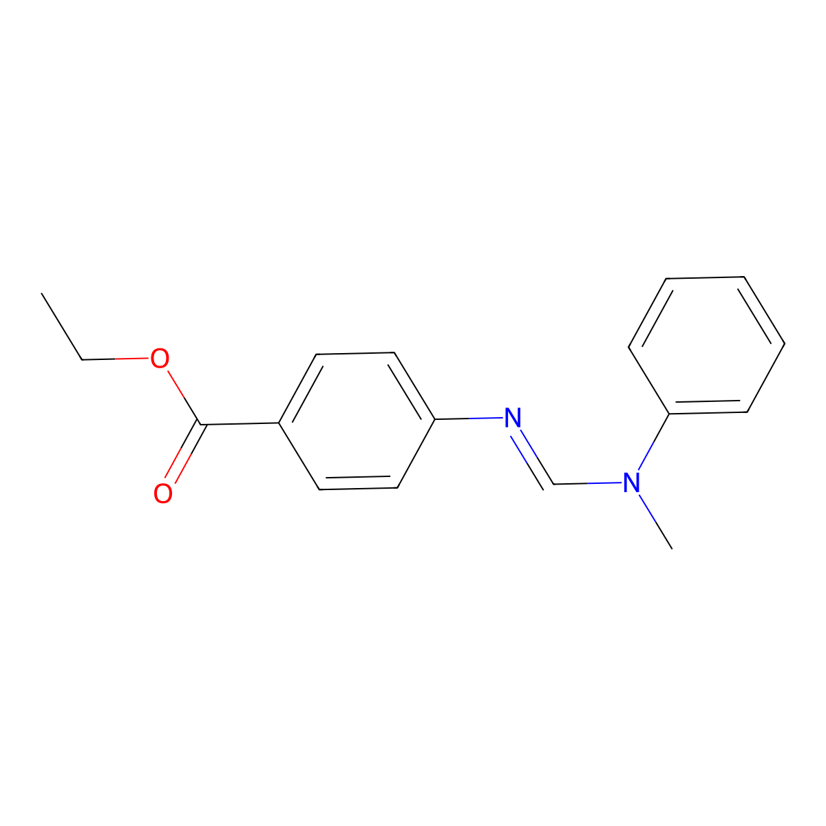 Benzoic acid, 4-(((methylphenylamino)methylene)amino)-, ethyl ester molecular structure, CAS 57834-33-0