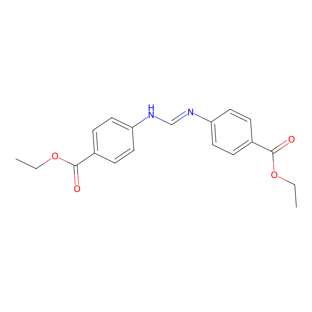 N,N'-Bis(4-ethoxycarbonylphenyl)formamidine molecular structure, CAS 57834-50-1