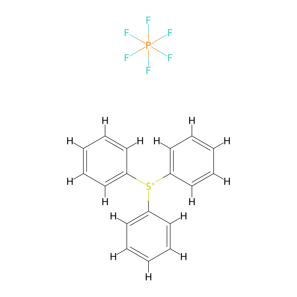 Sulfonium, triphenyl-, hexafluorophosphate(1-) (1:1) molecular structure, CAS 57835-99-1