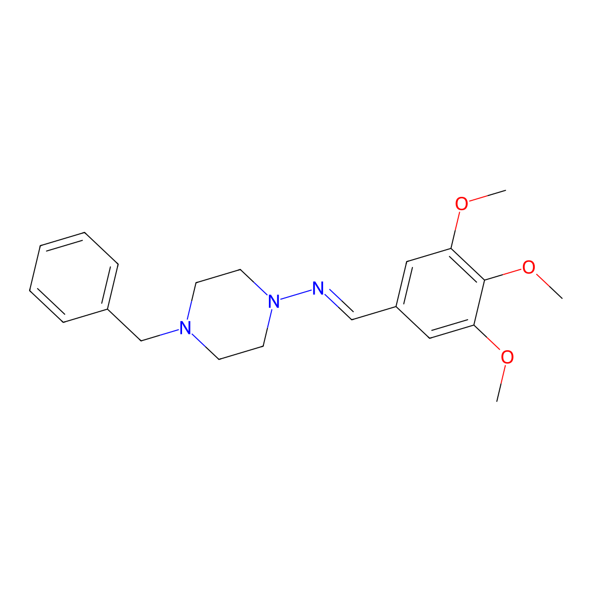 N-(4-benzylpiperazin-1-yl)-1-(3,4,5-trimethoxyphenyl)methanimine molecular structure, CAS 5784-92-9