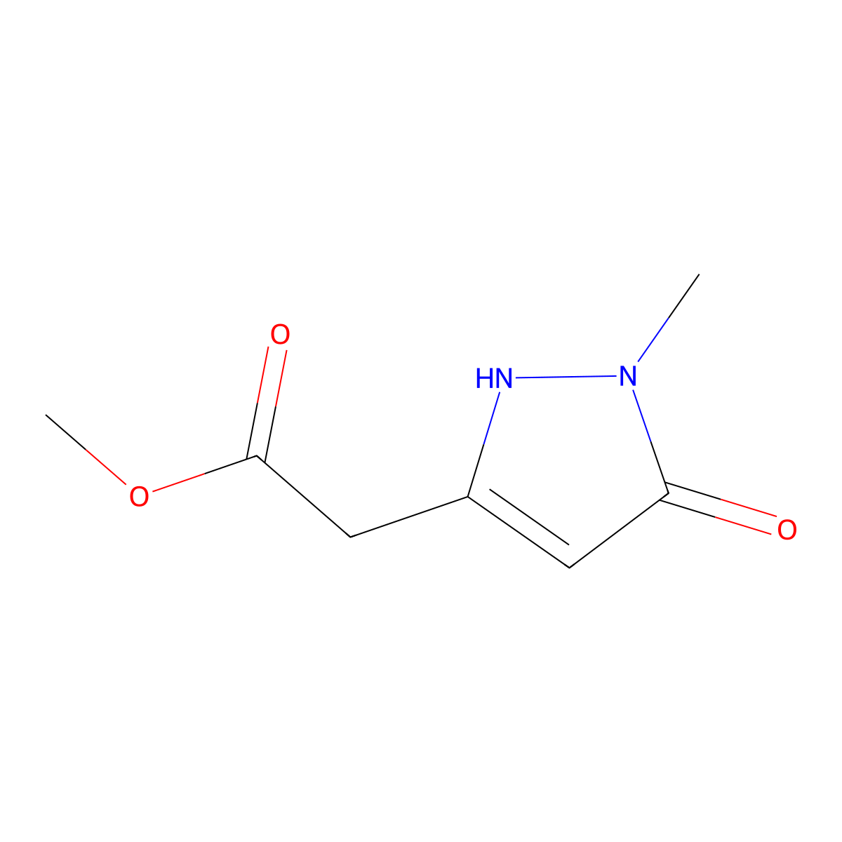1-Methyl-3-methoxycarbonylmethyl-5-hydroxypyrazole molecular structure, CAS 57840-97-8