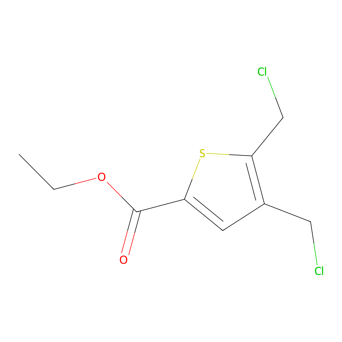 Ethyl 4,5-bis(chloromethyl)thiophene-2-carboxylate molecular structure, CAS 57841-07-3