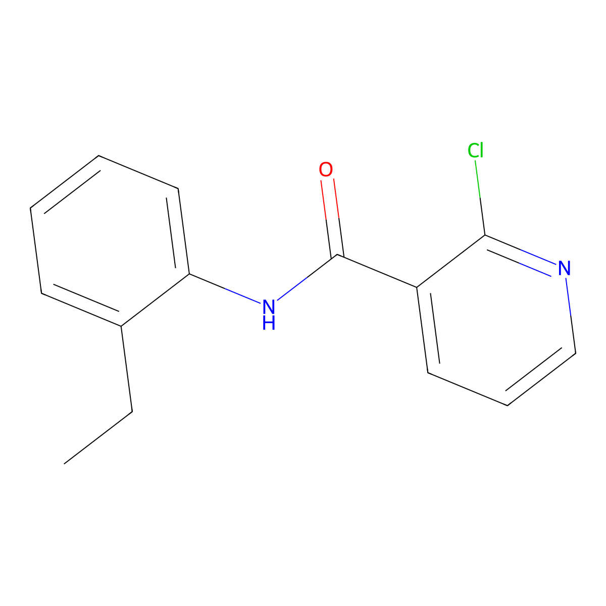 Pyridine-3-carboxamide, 2-chloro-N-(2-ethylphenyl)- molecular structure, CAS 57841-44-8