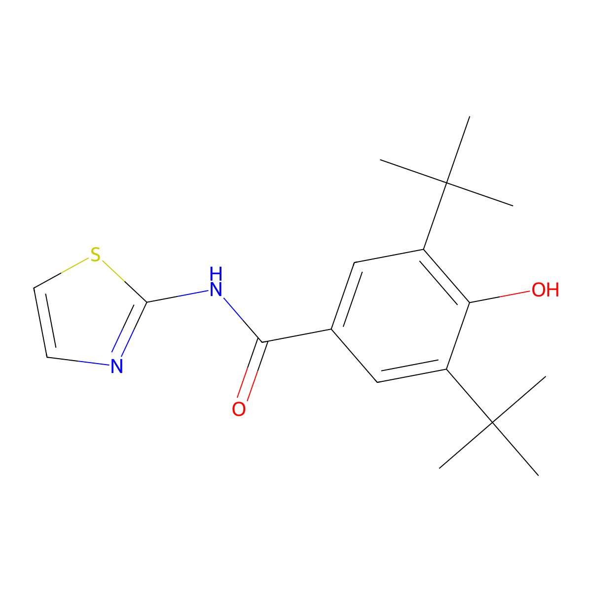 3,5-ditert-butyl-4-hydroxy-N-(1,3-thiazol-2-yl)benzamide molecular structure, CAS 57844-06-1