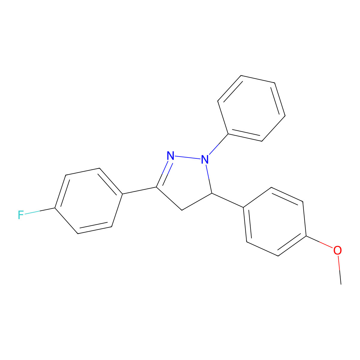 3-(4-Fluorophenyl)-5-(4-methoxyphenyl)-1-phenyl-4,5-dihydro-1H-pyrazole molecular structure, CAS 57845-04-2
