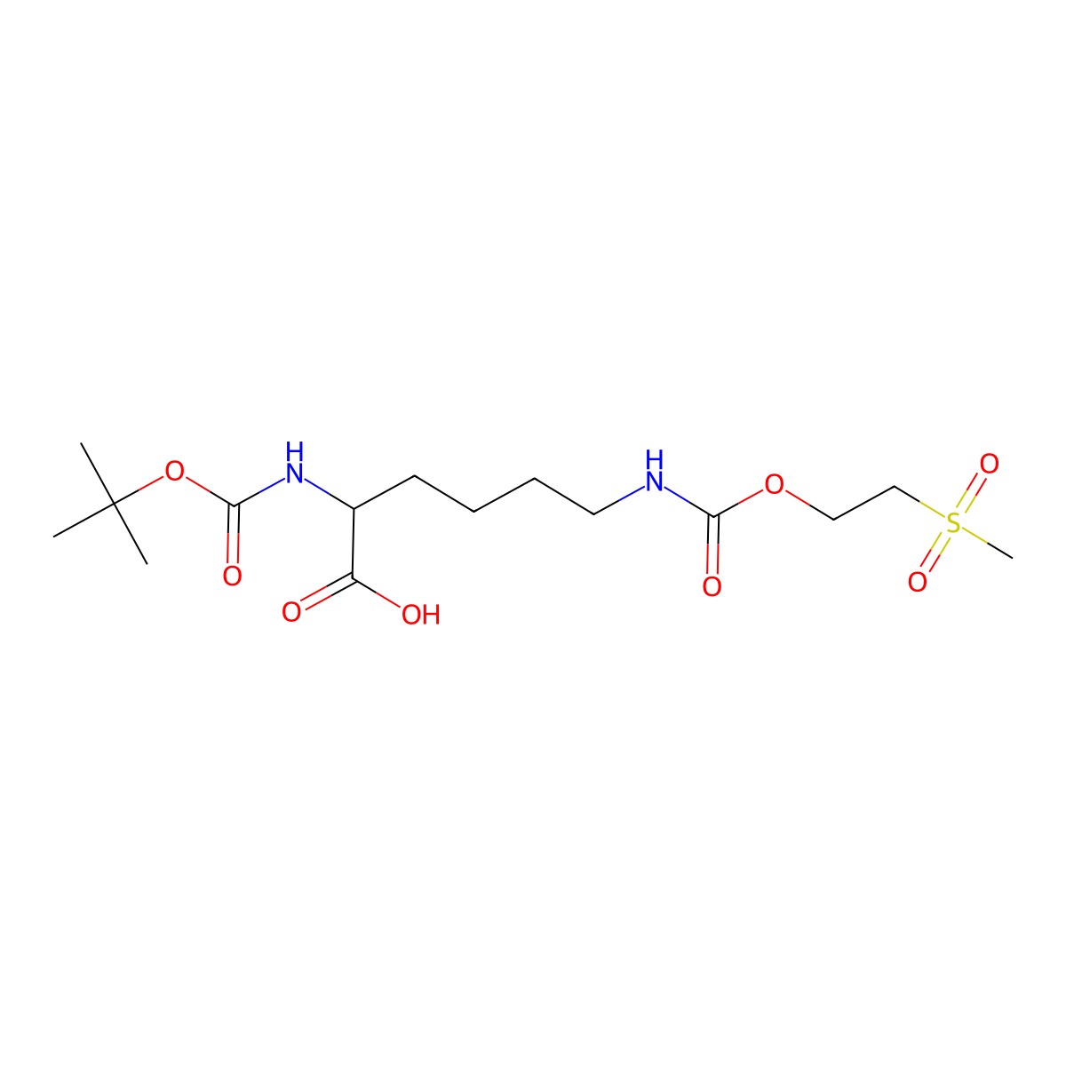 N2-((1,1-Dimethylethoxy)carbonyl)-N6-((2-(methylsulphonyl)ethoxy)carbonyl)-L-lysine molecular structure, CAS 57849-64-6