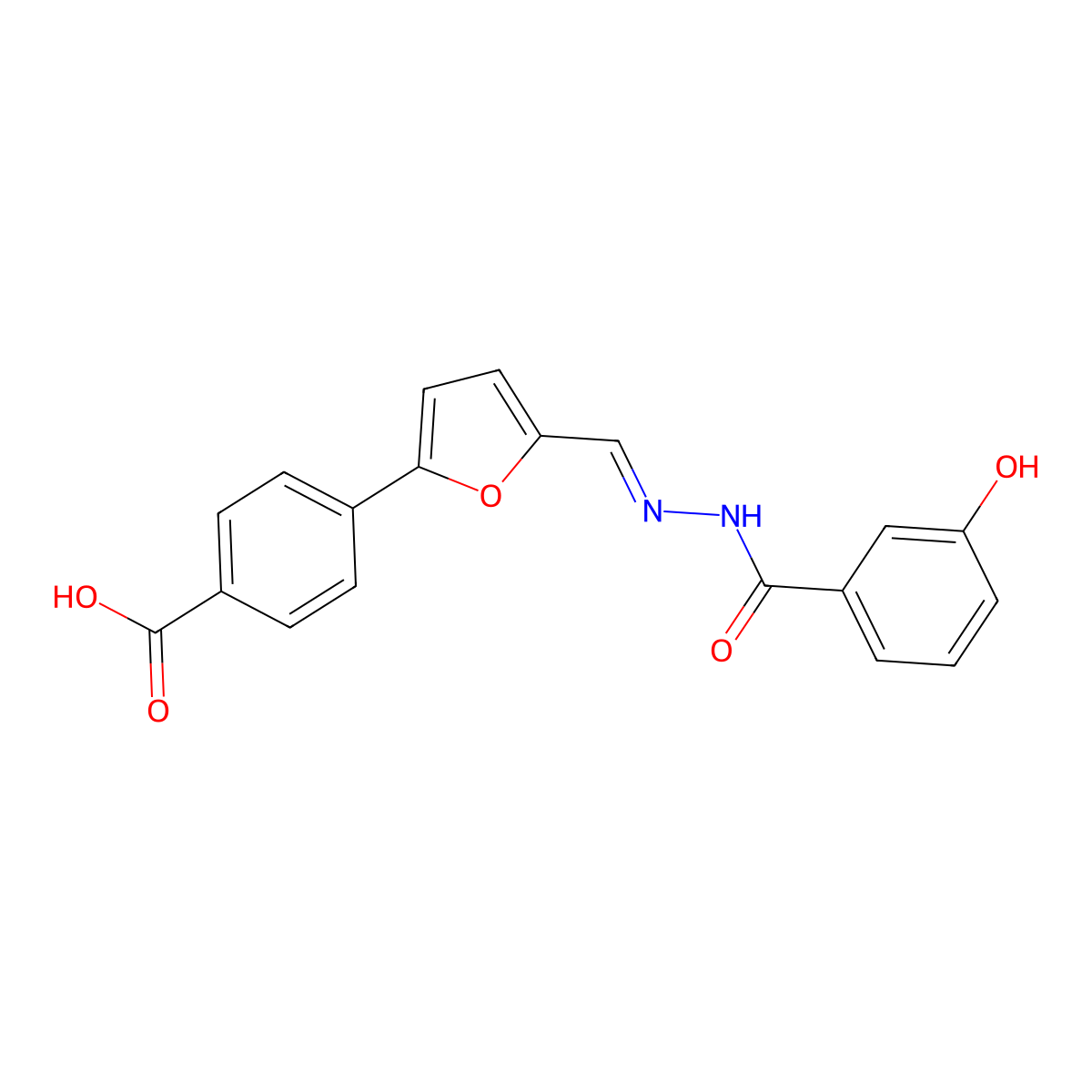 4-(5-{[2-(3-Hydroxybenzoyl)hydrazinylidene]methyl}furan-2-yl)benzoic acid molecular structure, CAS 5785-29-5