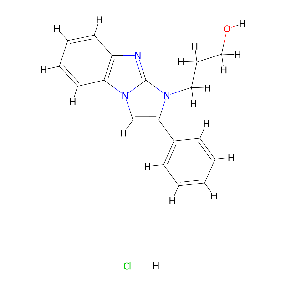 3-(2-Phenylimidazo[1,2-a]benzimidazol-3-yl)propan-1-ol;hydrochloride molecular structure, CAS 5785-50-2