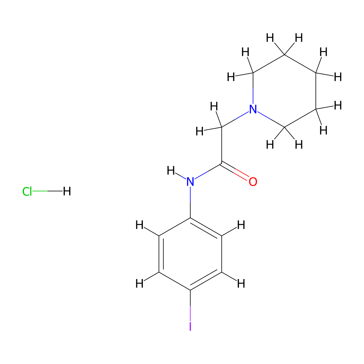 N-(4-Iodophenyl)-2-(1-piperidinyl)acetamide hydrochloride molecular structure, CAS 5786-42-5