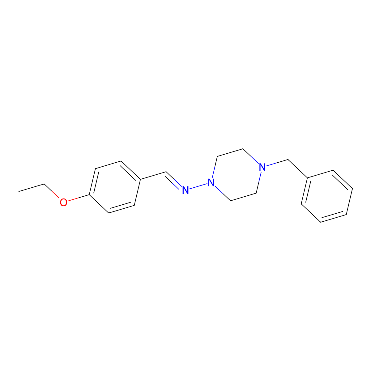 N-(4-benzylpiperazin-1-yl)-1-(4-ethoxyphenyl)methanimine molecular structure, CAS 5786-90-3