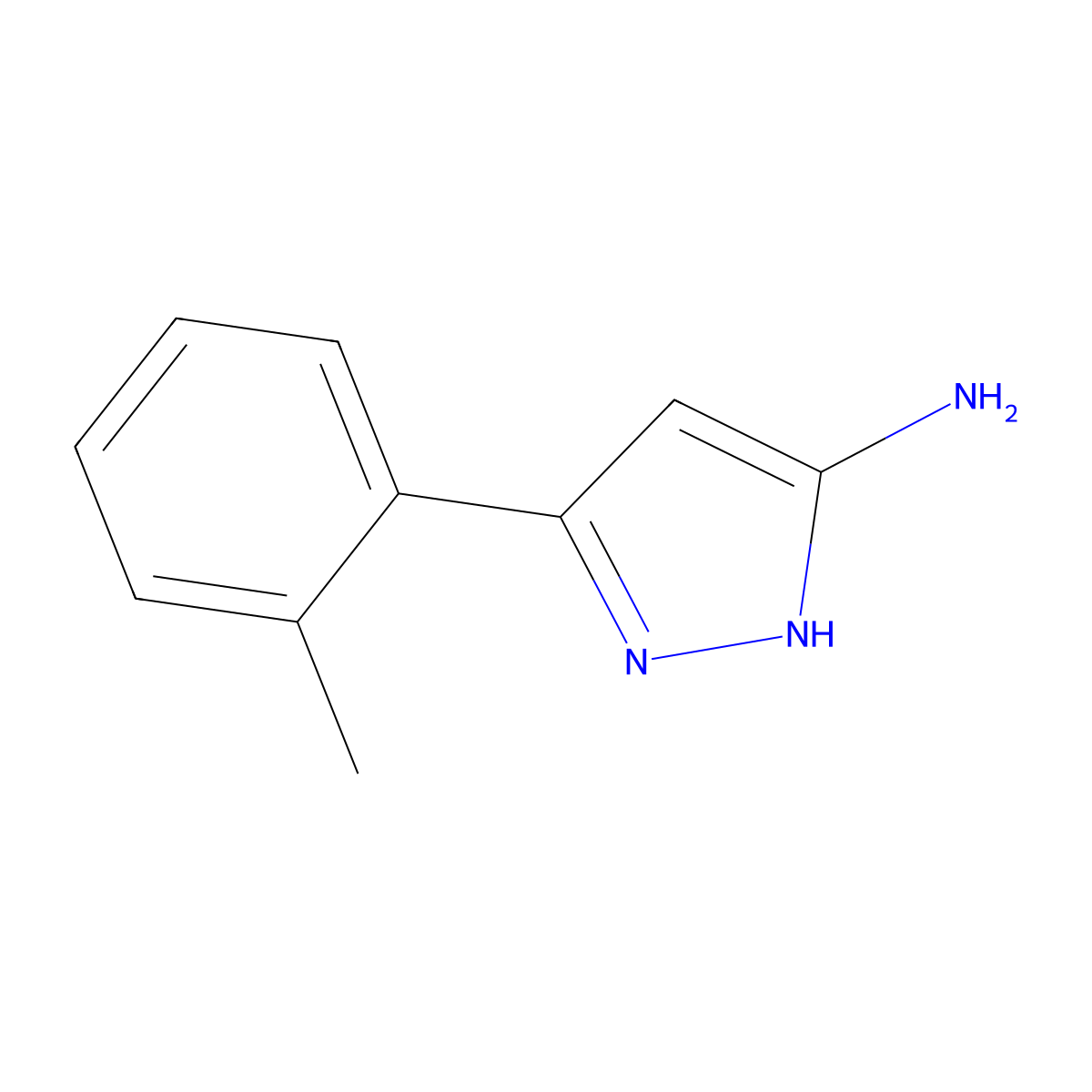 3-(2-methylphenyl)-1H-pyrazol-5-amine molecular structure, CAS 57860-42-1