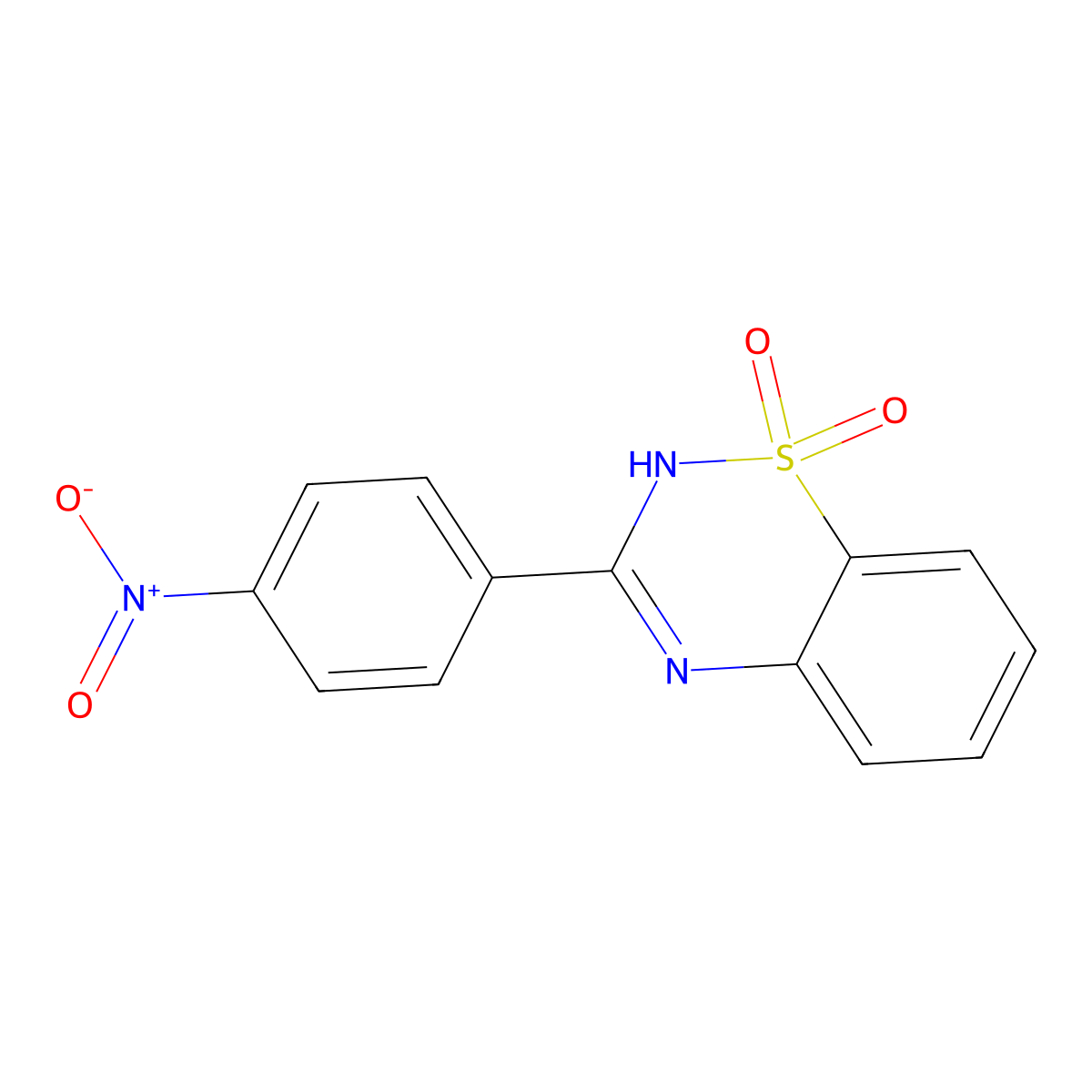 2H-1,2,4-Benzothiadiazine, 3-(4-nitrophenyl)-, 1,1-dioxide molecular structure, CAS 57864-71-8