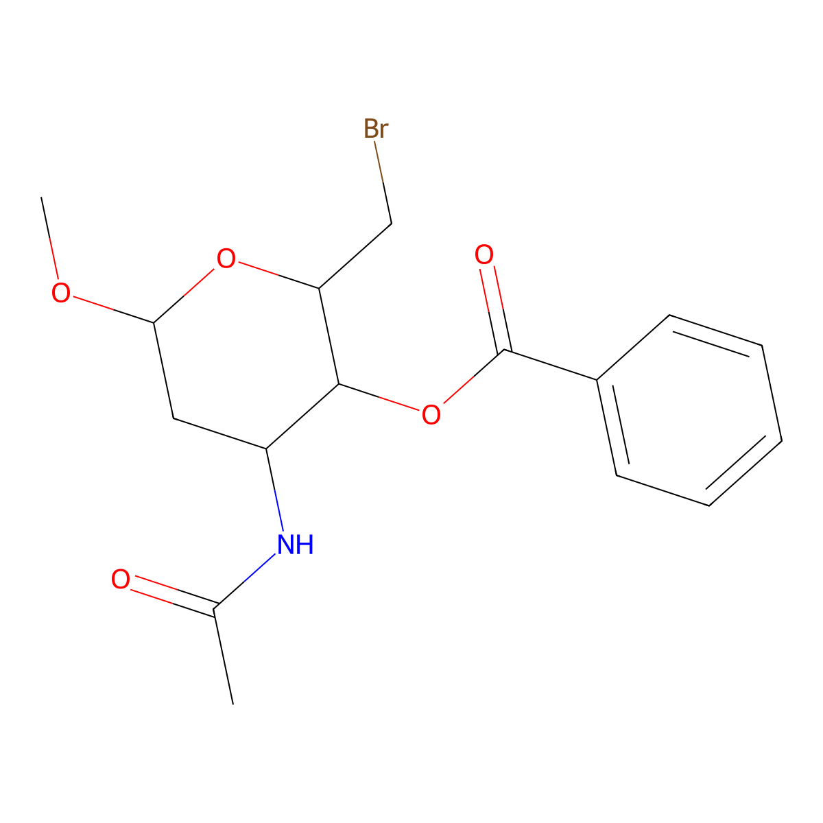 [4-Acetamido-2-(bromomethyl)-6-methoxyoxan-3-yl] benzoate molecular structure, CAS 57865-92-6