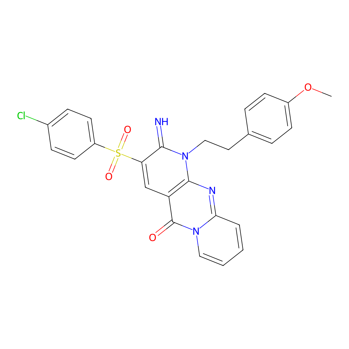 3-[(4-chlorophenyl)sulfonyl]-2-imino-1-[2-(4-methoxyphenyl)ethyl]-1,2-dihydro-5H-dipyrido[1,2-a:2',3'-d]pyrimidin-5-one molecular structure, CAS 578697-01-5