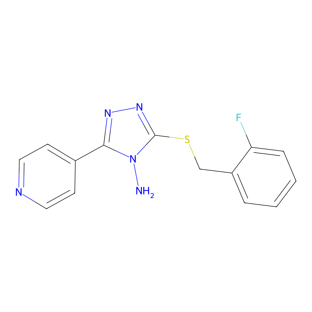 3-[(2-Fluorophenyl)methylsulfanyl]-5-pyridin-4-yl-1,2,4-triazol-4-amine molecular structure, CAS 578697-06-0