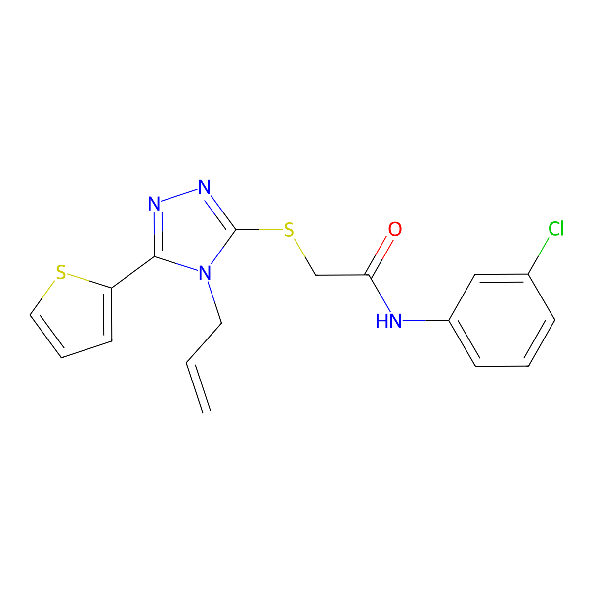 2-((4-Allyl-5-(2-thienyl)-4H-1,2,4-triazol-3-YL)thio)-N-(3-CL-PH)acetamide molecular structure, CAS 578697-14-0