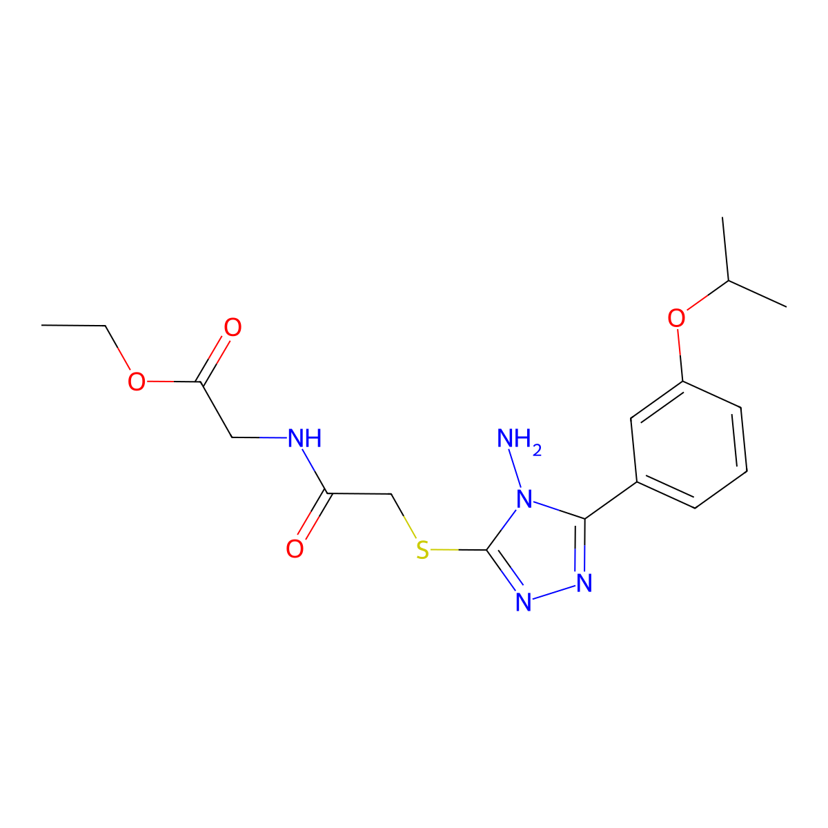 Ethyl 2-(2-{4-amino-5-[3-(methylethoxy)phenyl]-1,2,4-triazol-3-ylthio}acetylam ino)acetate molecular structure, CAS 578697-22-0