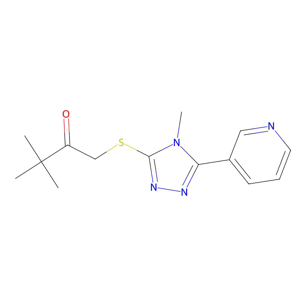 3,3-dimethyl-1-{[4-methyl-5-(pyridin-3-yl)-4H-1,2,4-triazol-3-yl]sulfanyl}butan-2-one molecular structure, CAS 578697-24-2