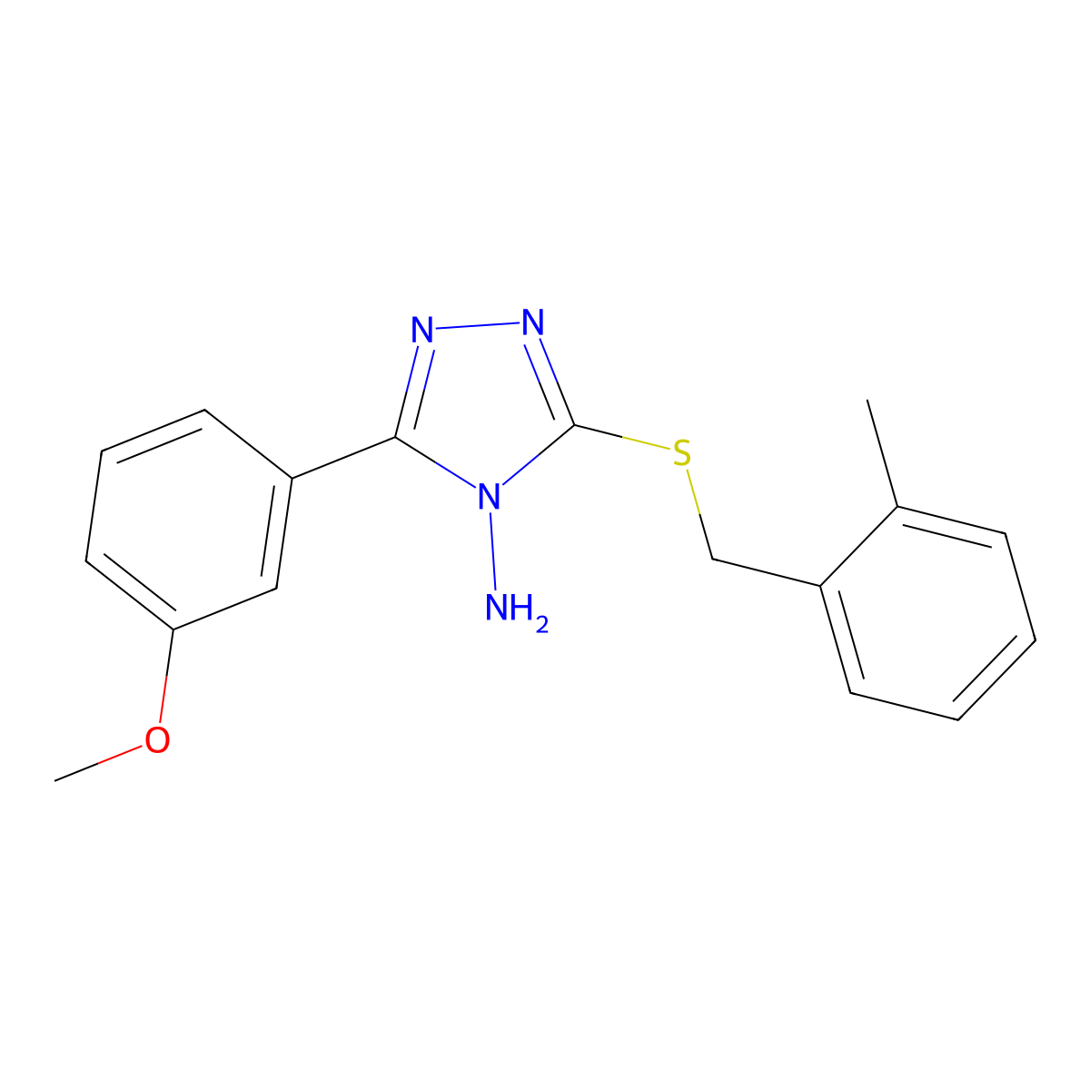 5-(3-Methoxyphenyl)-3-[(2-methylphenyl)methylthio]-1,2,4-triazole-4-ylamine molecular structure, CAS 578697-30-0