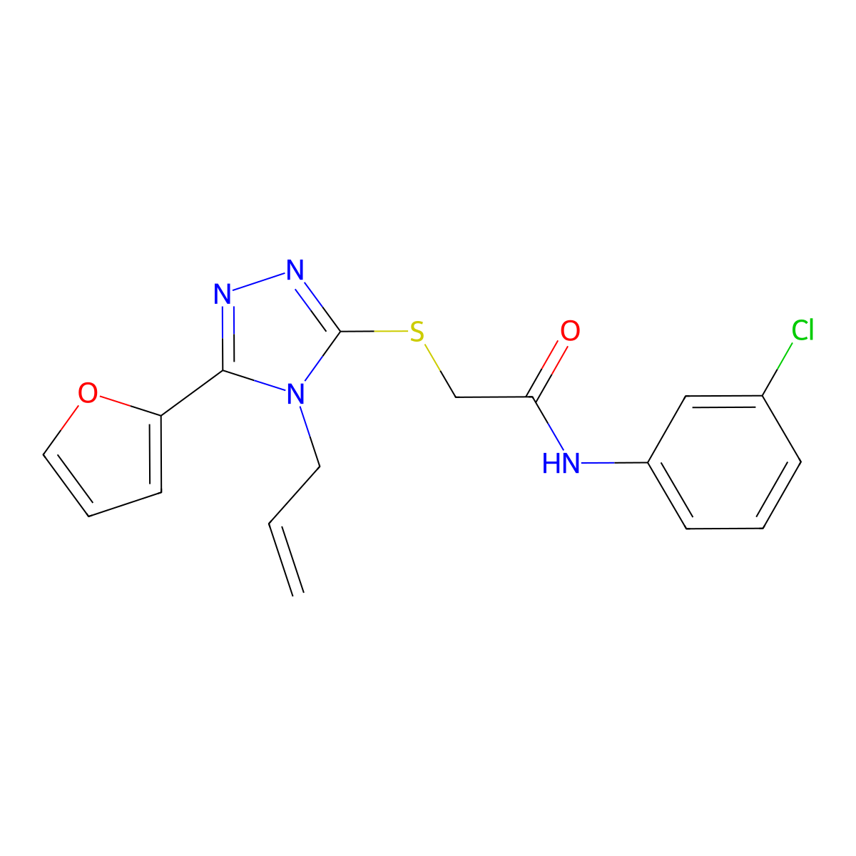 2-((4-Allyl-5-(2-furyl)-4H-1,2,4-triazol-3-YL)thio)-N-(3-chlorophenyl)acetamide molecular structure, CAS 578697-46-8