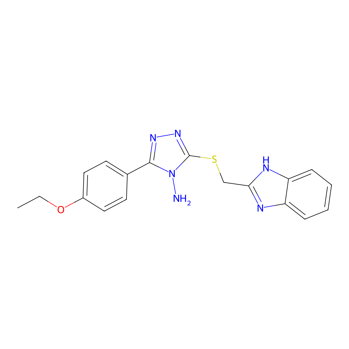 3-(1H-Benzoimidazol-2-ylmethylsulfanyl)-5-(4-ethoxy-phenyl)-[1,2,4]triazol-4-ylamine molecular structure, CAS 578697-48-0